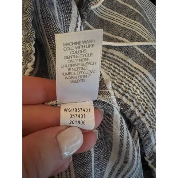 J. Jill Women's Striped Love Linen Drawstring Shorts W/Pockets Gray White Size S - Picture 9 of 9